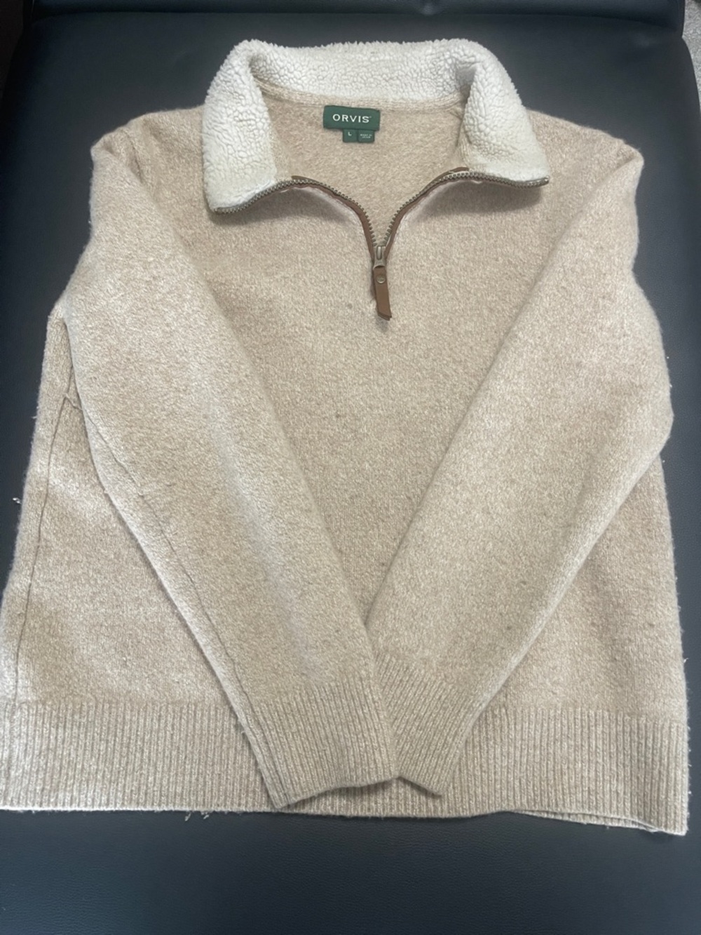 Orvis Tan Sherpa-Lined Half-Zip Pullover